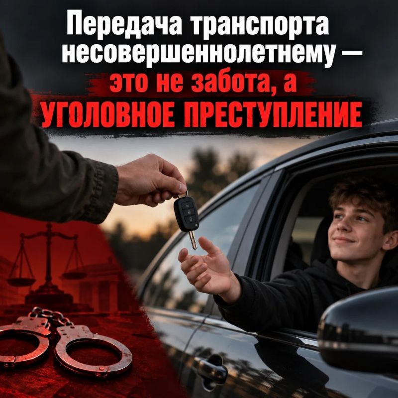 Передача транспорта несовершеннолетнему — это не забота, а уголовное преступление