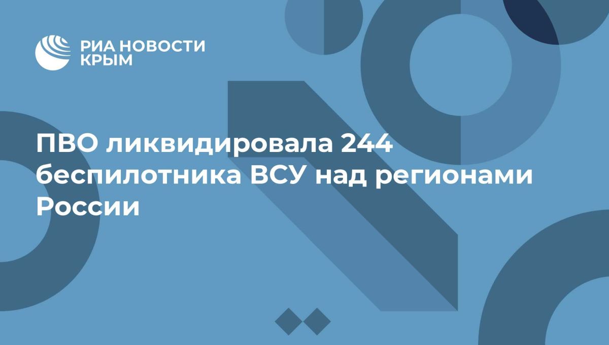 ПВО ликвидировала 244 беспилотника ВСУ над регионами России