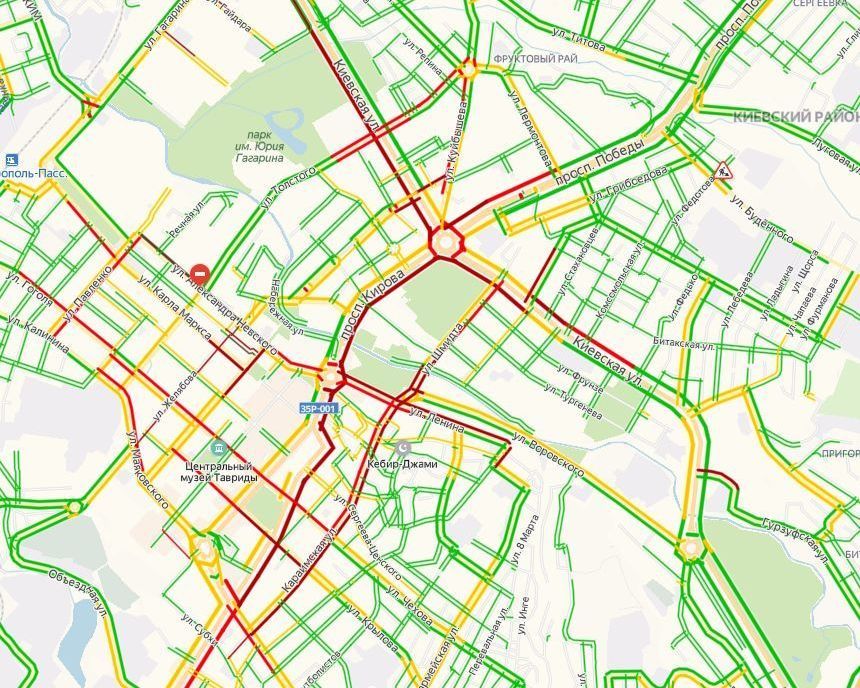 Пробки в симферополе сейчас карта